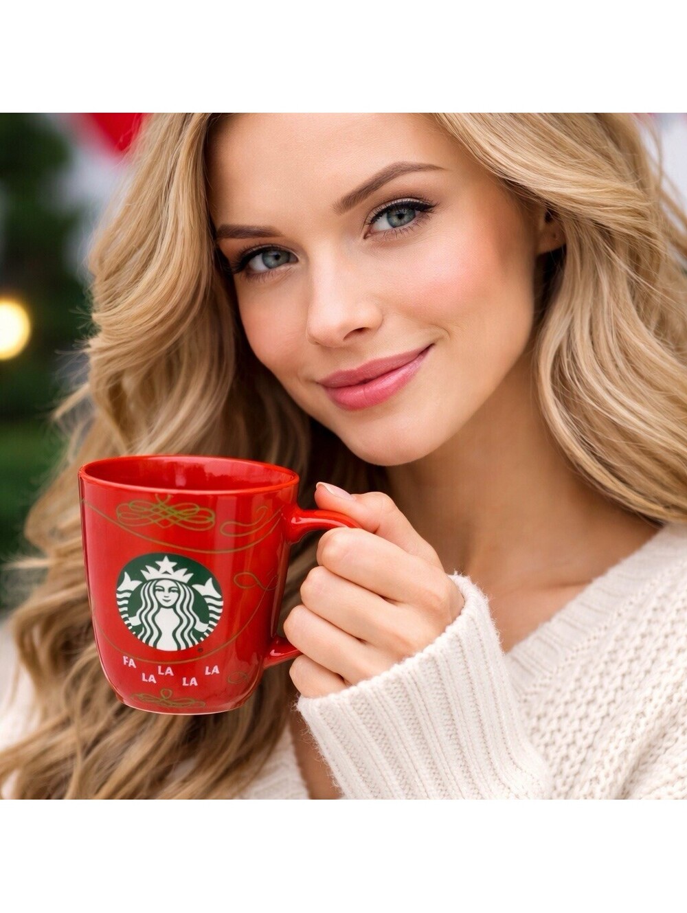New Red Starbucks coffee mug Fa-La-La-La 12oz